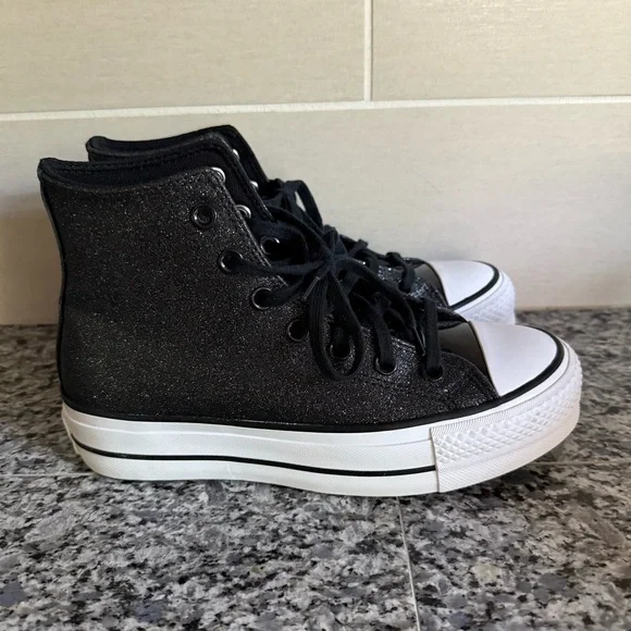 Converse Black Glitter High-Top Sneakers - Picture 3 of 5